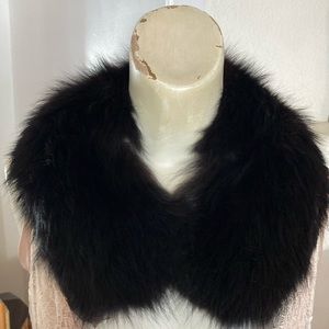 Vintage black fox fur collar Hermes silk lined